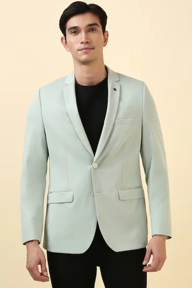Men Green Textured Casual Blazer